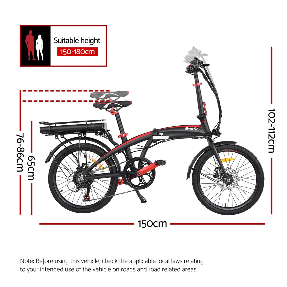 Everfit Folding Electric Bike Urban City Bicycle eBike Rechargeable Battery 250W-1