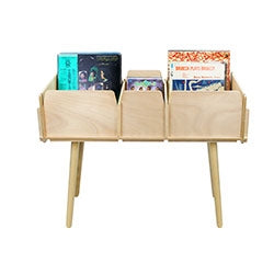 Vinyl box with legs and 3 compartments in wood