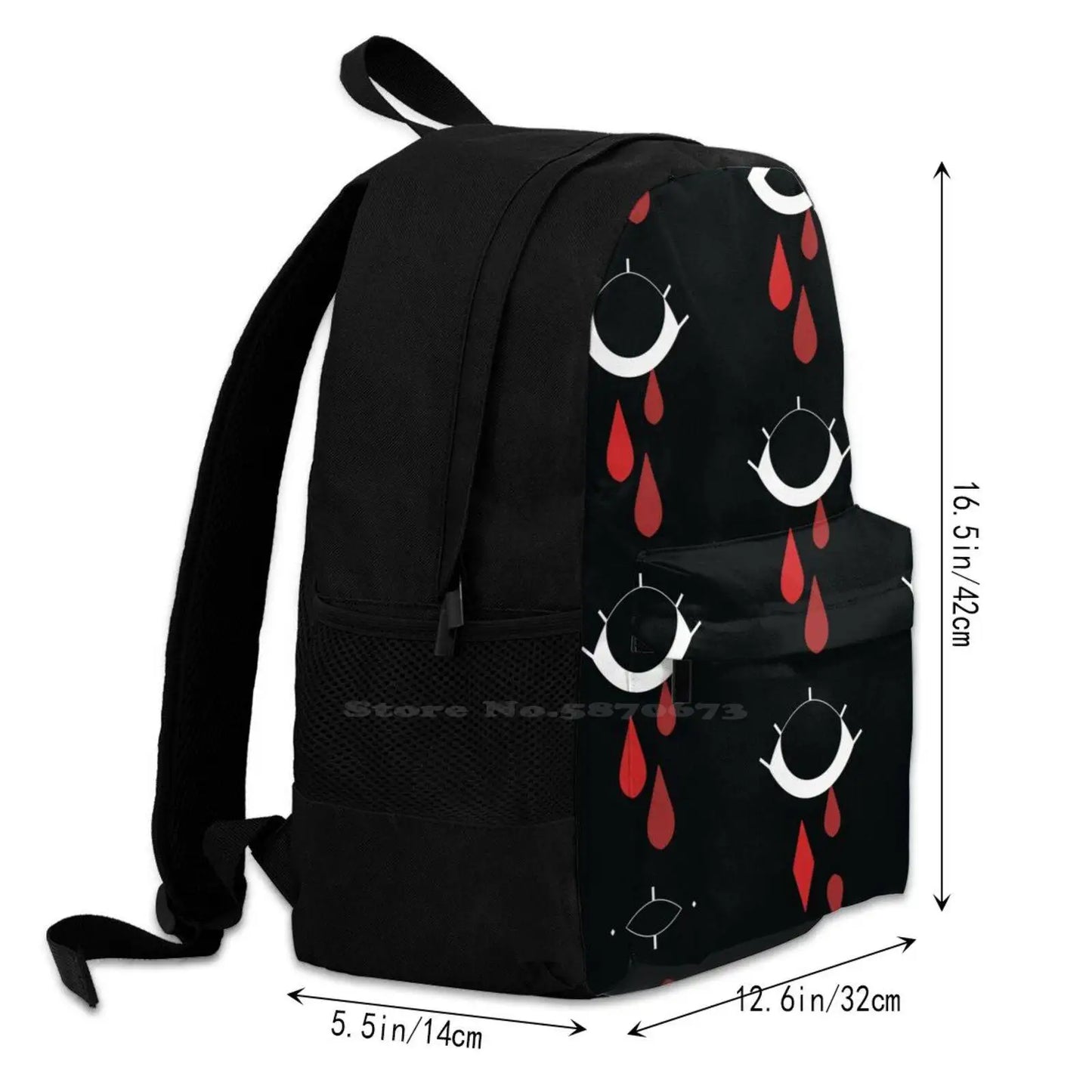 Grief ( Black ) Fashion Bags Travel Laptop Backpack Hearts Eyes