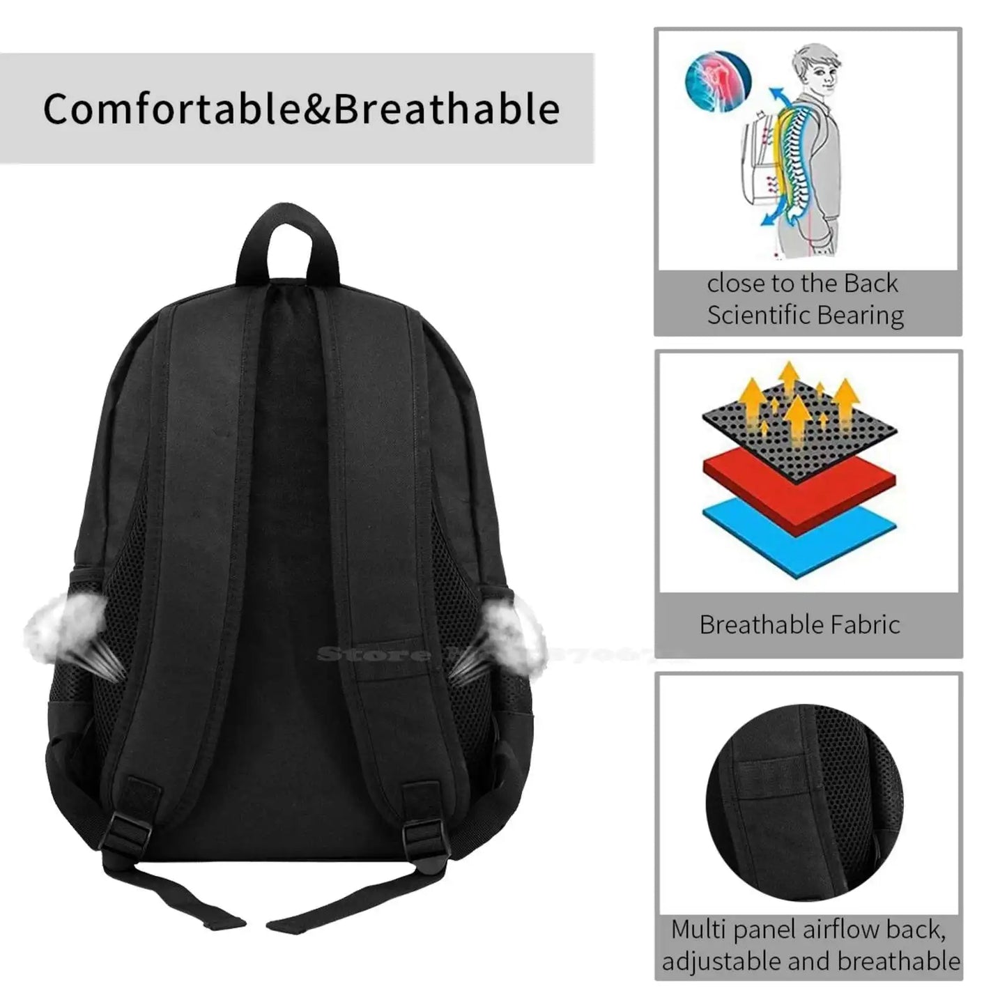 Grief ( Black ) Fashion Bags Travel Laptop Backpack Hearts Eyes