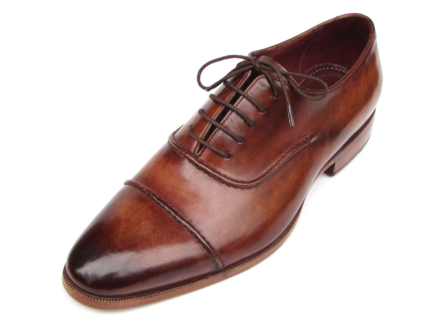 Paul Parkman Men's Captoe Oxfords Brown Hand Painted Shoes