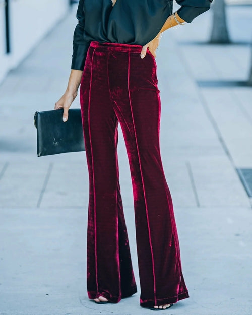 Velvet Straight Leg Pants for Women