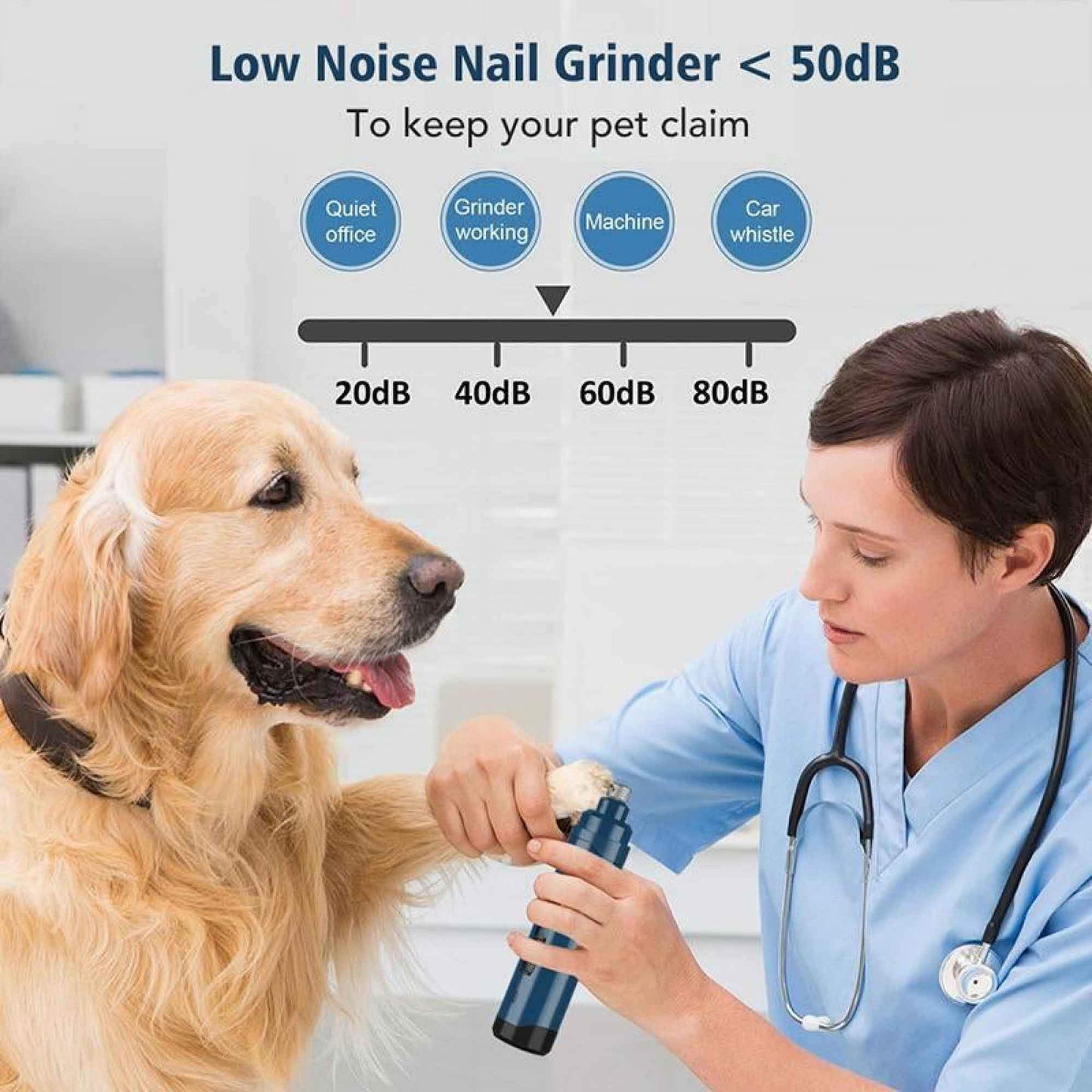 Pet Nail Grinder Dog Cat Electric Trimmer 2 Speed Rechargeable Claw