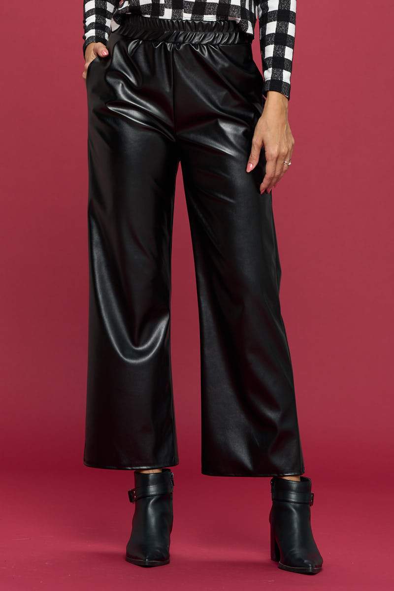 Faux Leather Straight Leg Pants