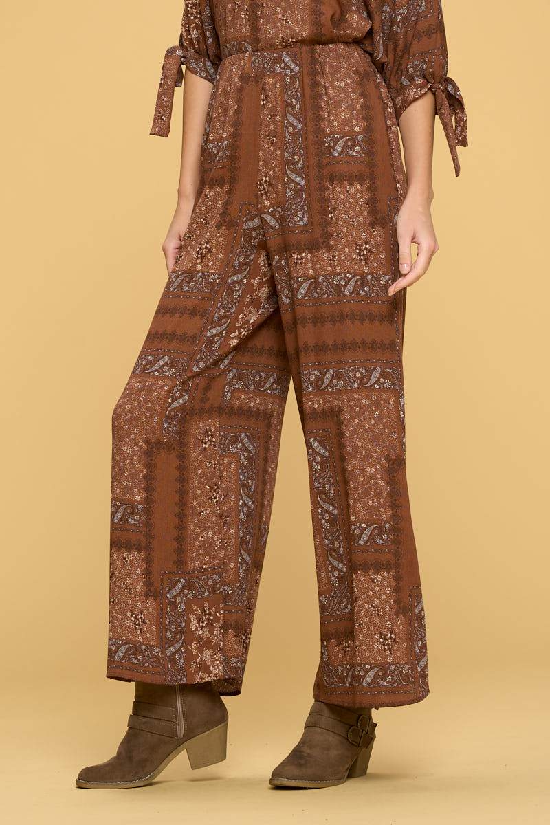 Boho Paisley Print Palazzo Pants