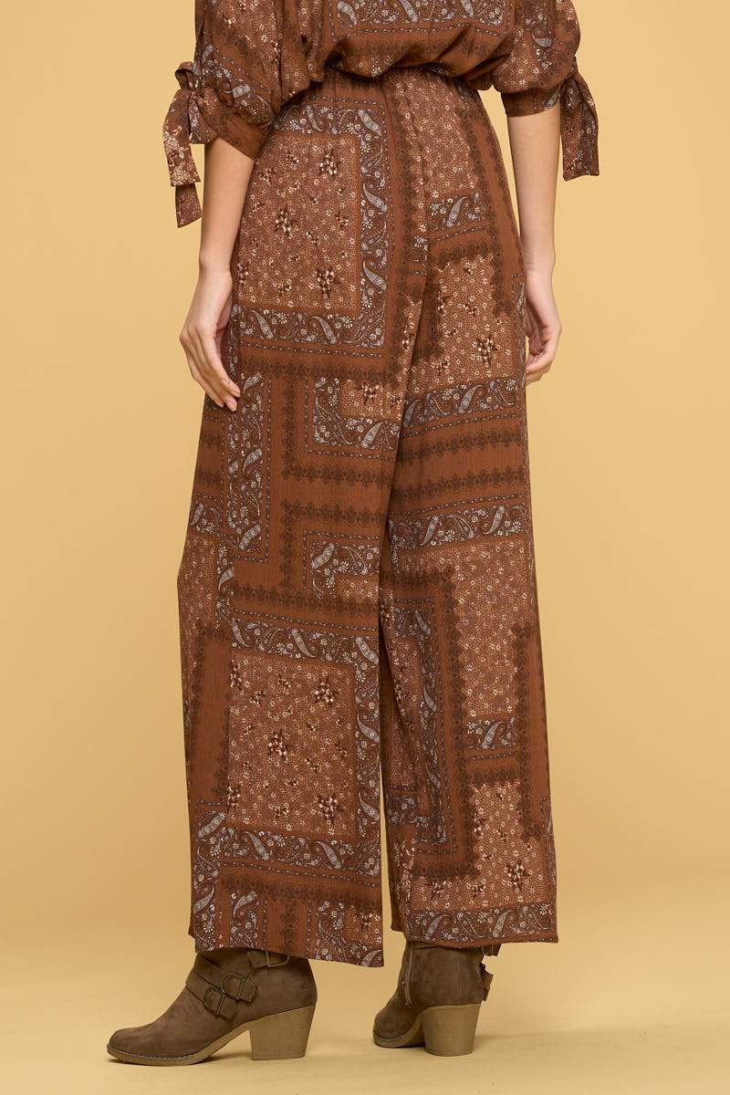 Boho Paisley Print Palazzo Pants