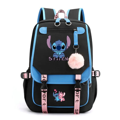 Lovely Stitch Backpacks USB Patchwork Lightweight Laptop Teens School