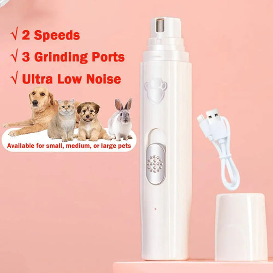 Dog Nail Drill 2-Speed Electric Rechargeable Pet Nail Trimmer Painless