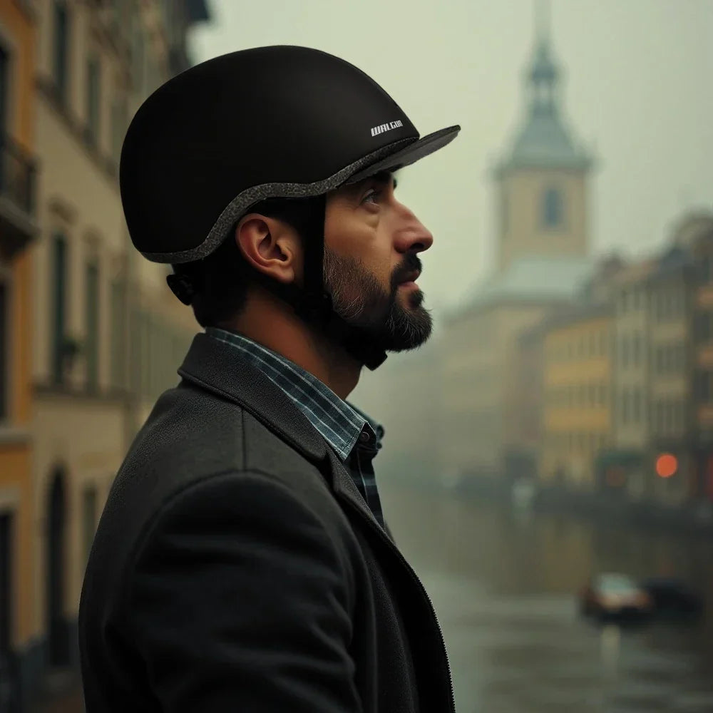 Urban Cycling Helmet Vintage-Style Safety Helmet Black-1