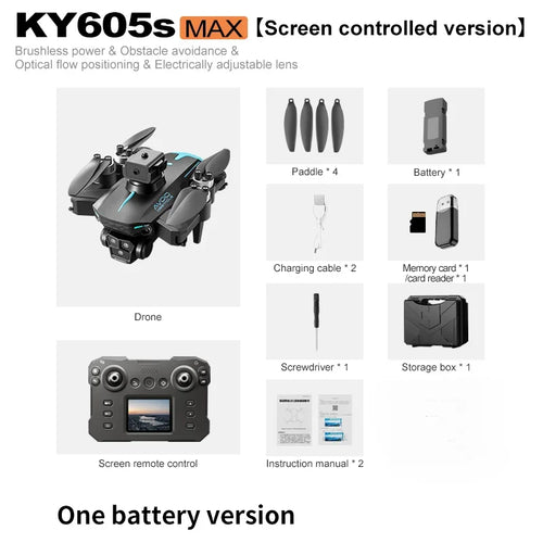 KY605S Screen Control Drone With Display Screen Three Camera Obstacle