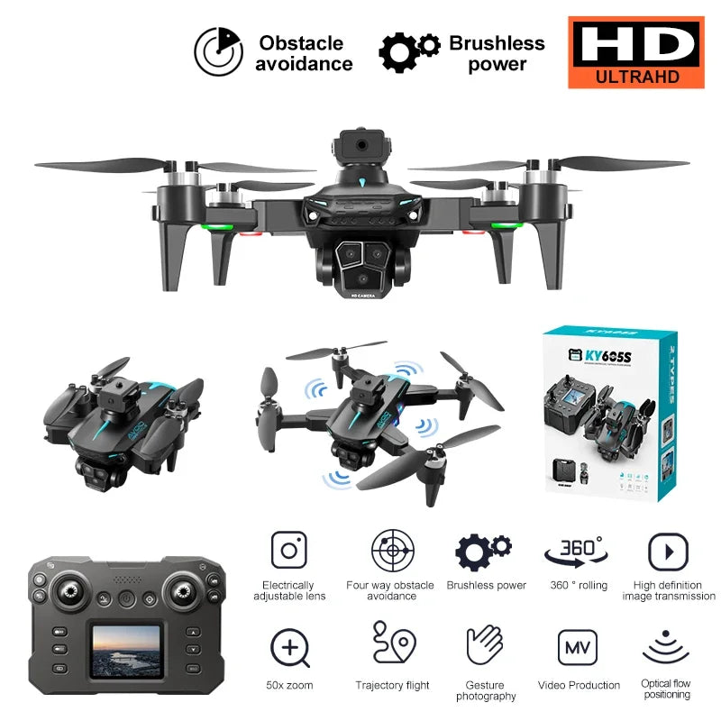 KY605S Screen Control Drone With Display Screen Three Camera Obstacle