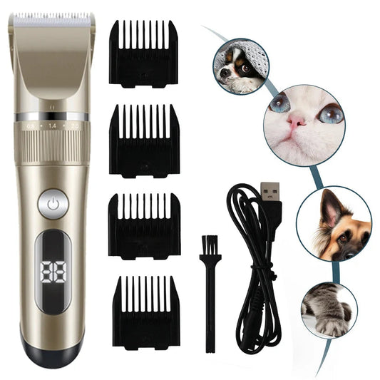 Professional Cat Dog Hair Clipper All Metal Rechargeable Pet Trimmer