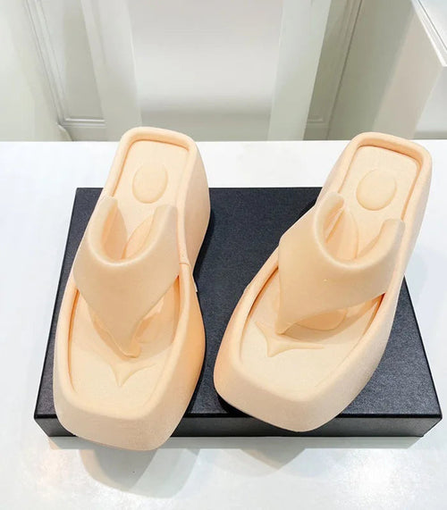 Luxury  Platform Square Toe Slippers