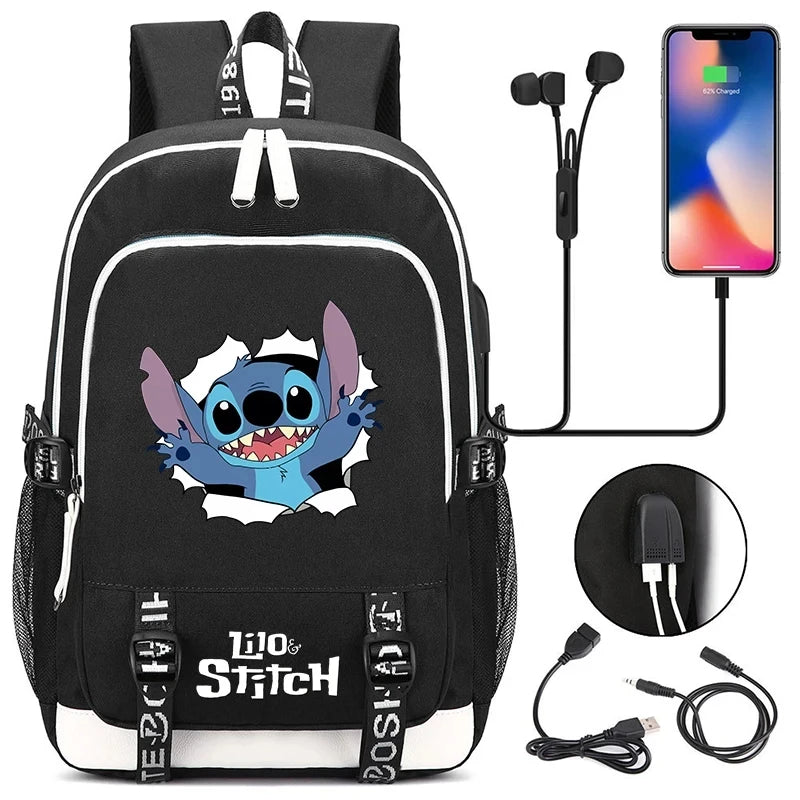 MINISO Stitch Backpack Anime Cosplay Unisex Students School Bag