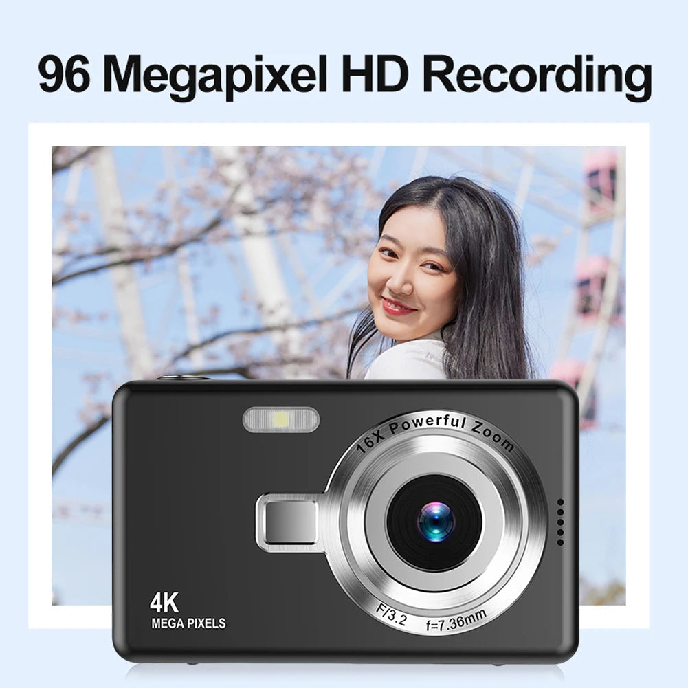 4K HD 1080P Portable Vlogging Camera Digital Camera 96MP Autofocus