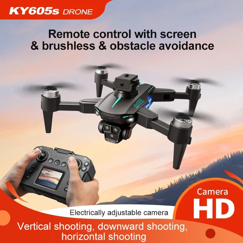 KY605S Screen Control Drone With Display Screen Three Camera Obstacle