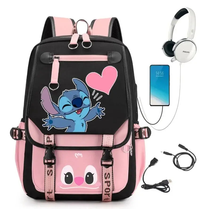 MINISO Stitch Backpack Anime Cosplay Unisex Students School Bag