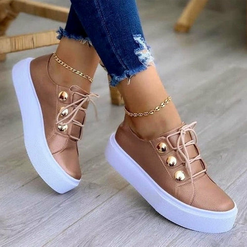 Light Breathable Casual Female Flat Shoes Rose Gold /White/Gold/Black