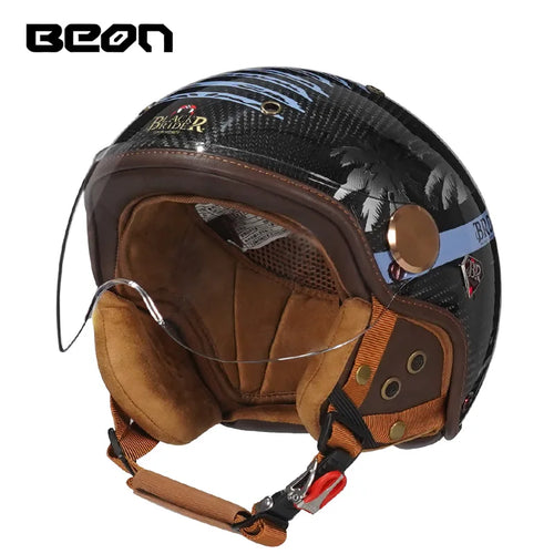 BEON New Arrival BR13 Summer Carbon Fiber Open Face Helmets Motorcycle