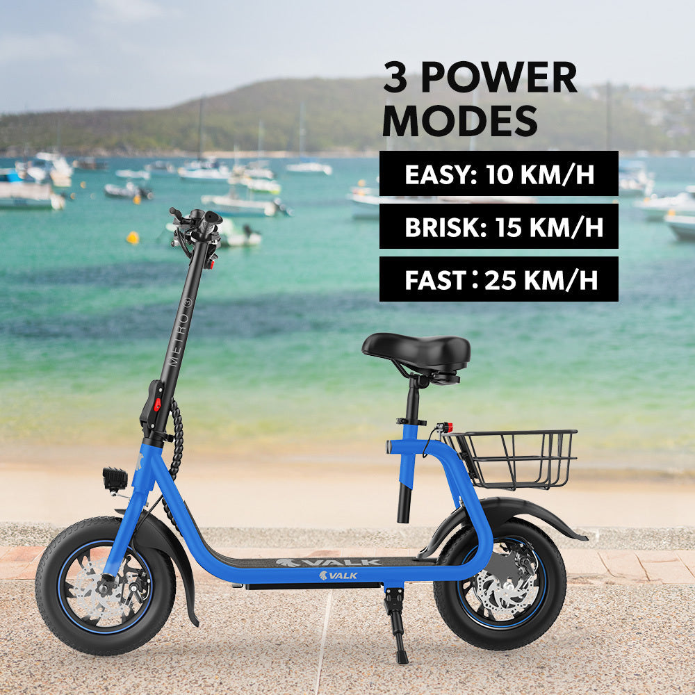 NNEMB Electric Scooter with Seat, Disc brakes, 12' Tyres, Motorised eScooter for Adults Teens Commuter, Blue-2