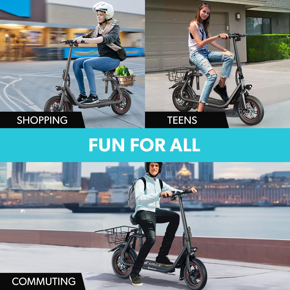 NNEMB Electric Scooter with Seat, Disc brakes, 12' Tyres, Motorised eScooter for Adults Teens Commuter-4