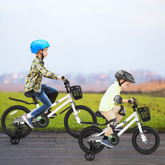 14 Inch Kids Bike with Helmet Protective Set White-0