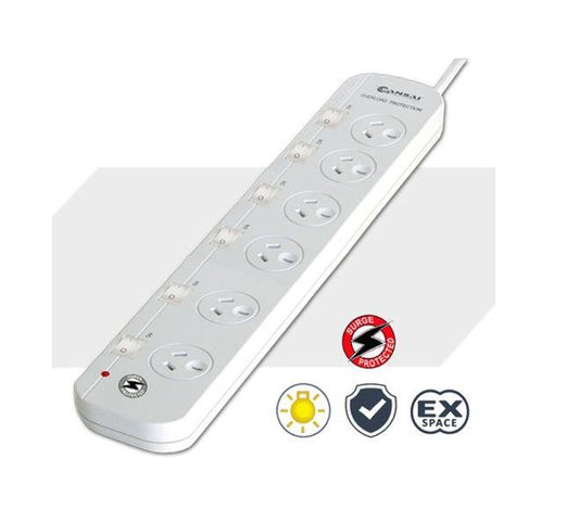 GENERIC 6-Way Power Board (661SW) with Individual Switches and Surge