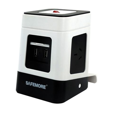 SAFEMORE Single Level VPS Minio Power Stackr 3 Outlets with 2 USB