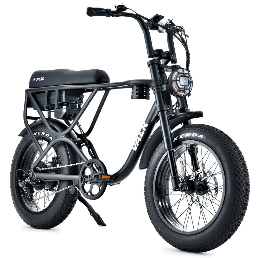 VALK Nomad Electric Fat Tyre Bike, 500W, 45km/hr, Throttle ebike, Disc Brakes, Shimano 7 spd, 20x4" Kenda Tyres, Suspension, Black-0