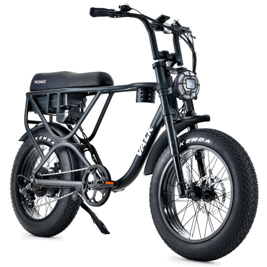 VALK Nomad Electric Fat Tyre Bike, 500W, 45km/hr, Throttle ebike, Disc Brakes, Shimano 7 spd, 20x4" Kenda Tyres, Suspension, Black-0