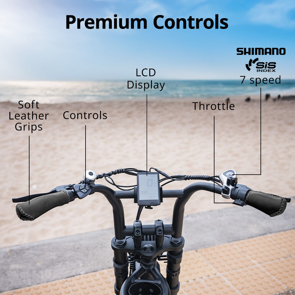 VALK Nomad Electric Fat Tyre Bike, 500W, 45km/hr, Throttle ebike, Disc Brakes, Shimano 7 spd, 20x4" Kenda Tyres, Suspension, Black-4