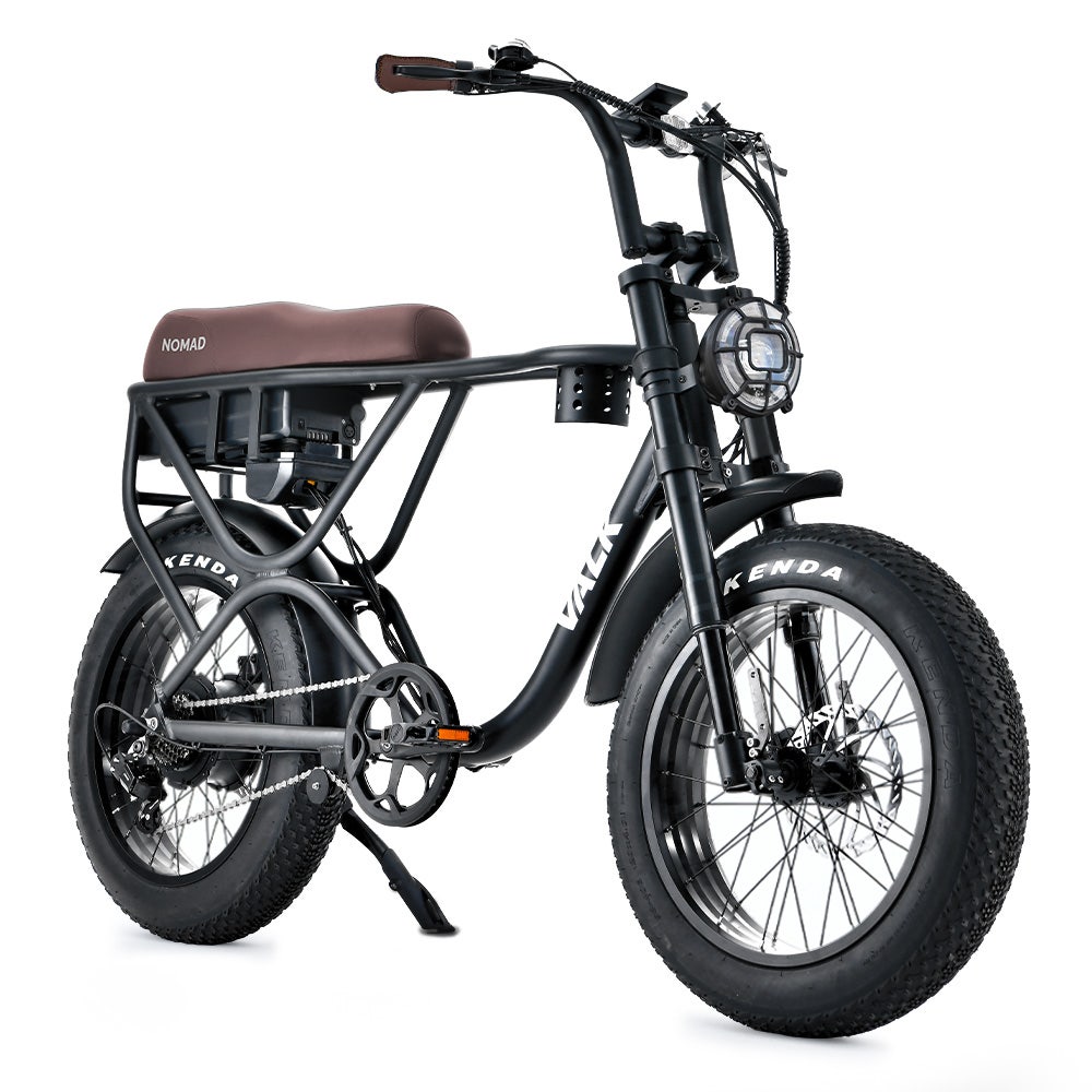 VALK Nomad Electric Fat Tyre Bike, 500W, 45km/hr, Throttle ebike, 20x4" Kenda Tyres, Shimano 7 spd, Suspension, Black-0