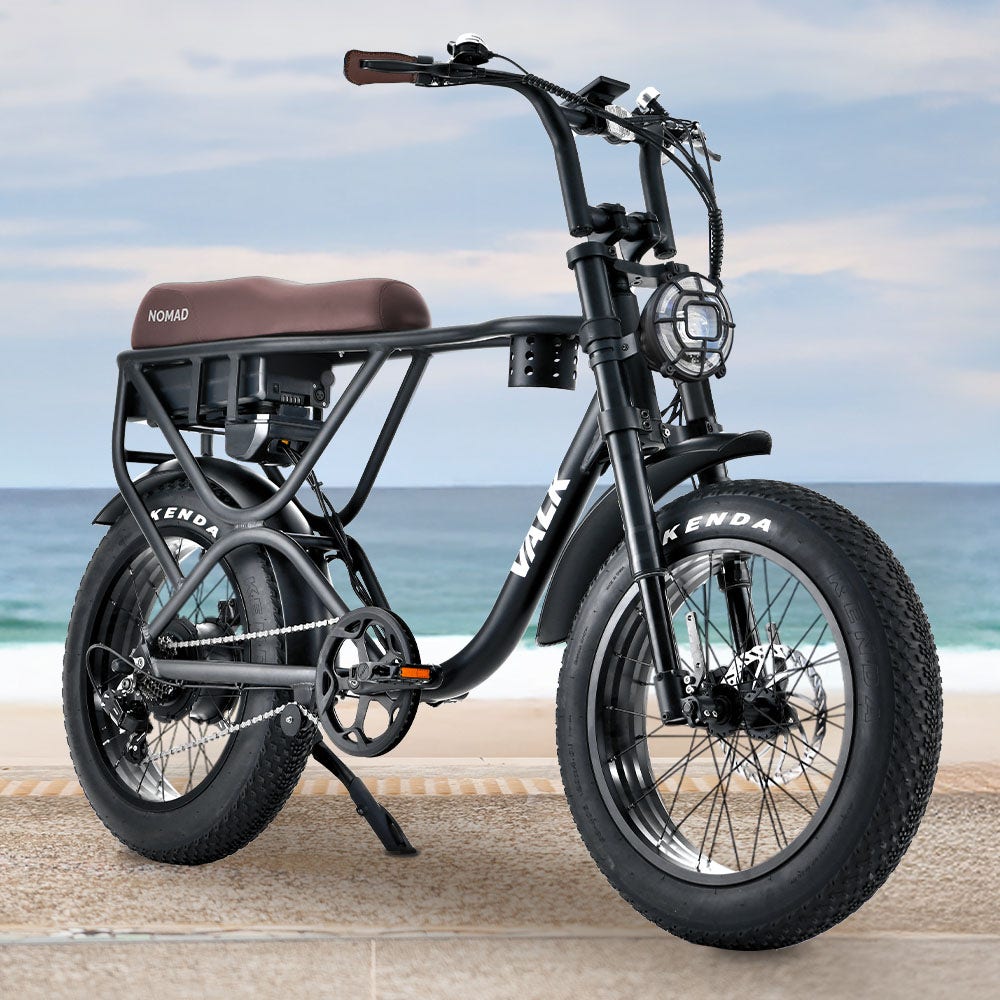 VALK Nomad Electric Fat Tyre Bike, 500W, 45km/hr, Throttle ebike, 20x4" Kenda Tyres, Shimano 7 spd, Suspension, Black-2