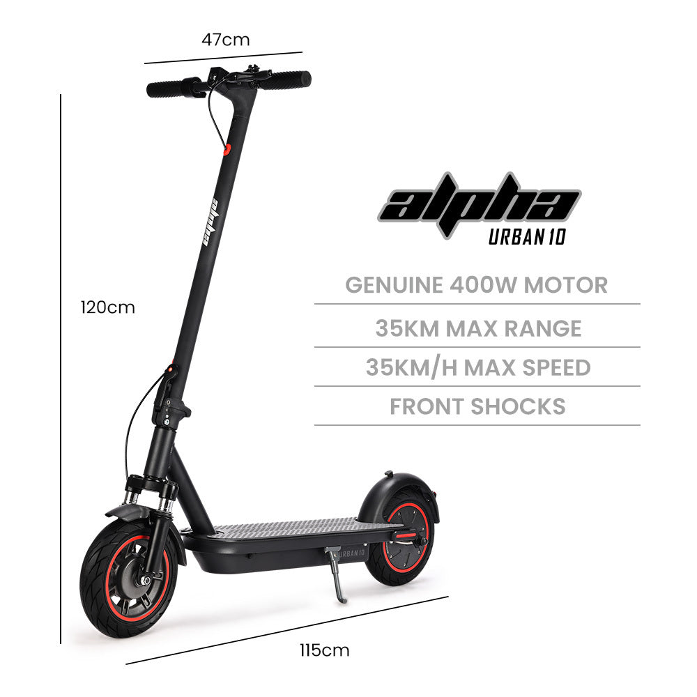 NNEDSZ ALPHA Urban 10 Electric Scooter, 35km/h, Suspension, 35km Range, 10-Inch Wheels, Brushless Motor, Free APP, Motorised Commuter eScooter for Adults, Black-1