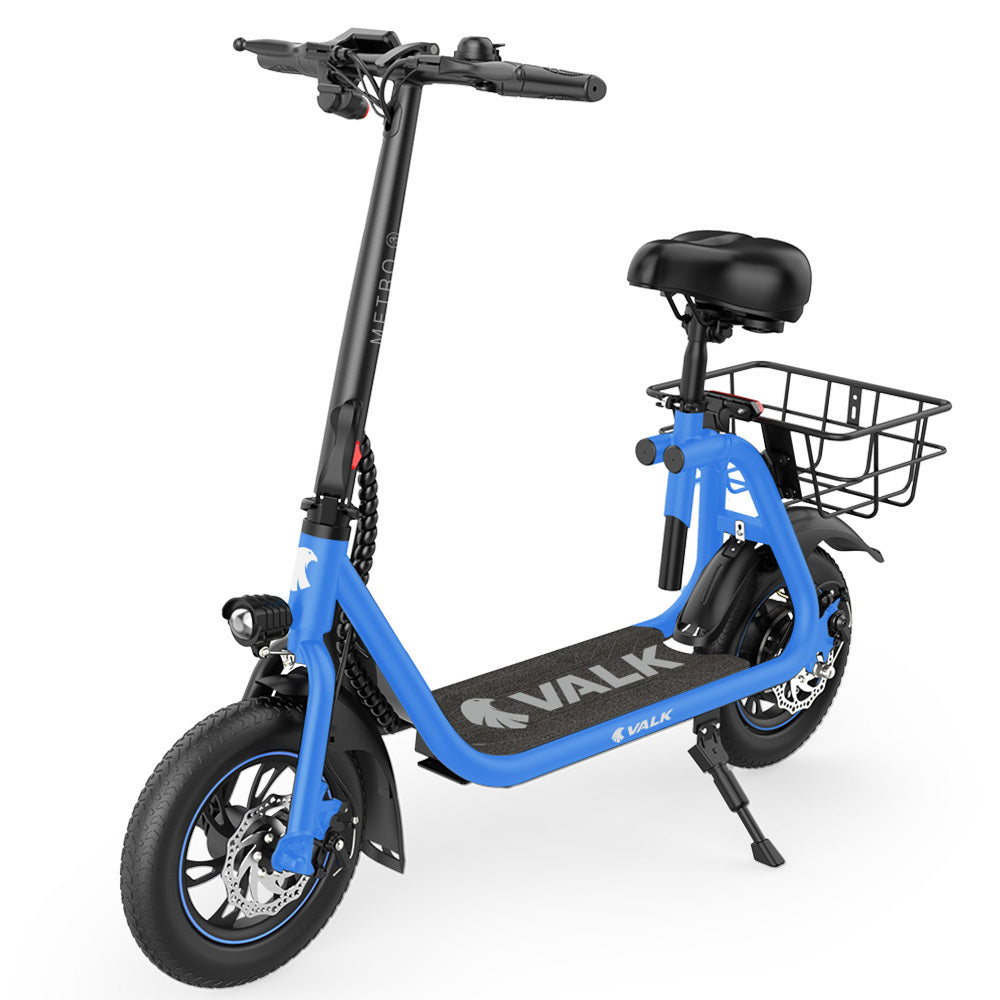 NNEDSZ VALK Electric Scooter with Seat, Disc brakes, 12" Tyres, Motorised eScooter for Adults Teens Commuter, Blue-0