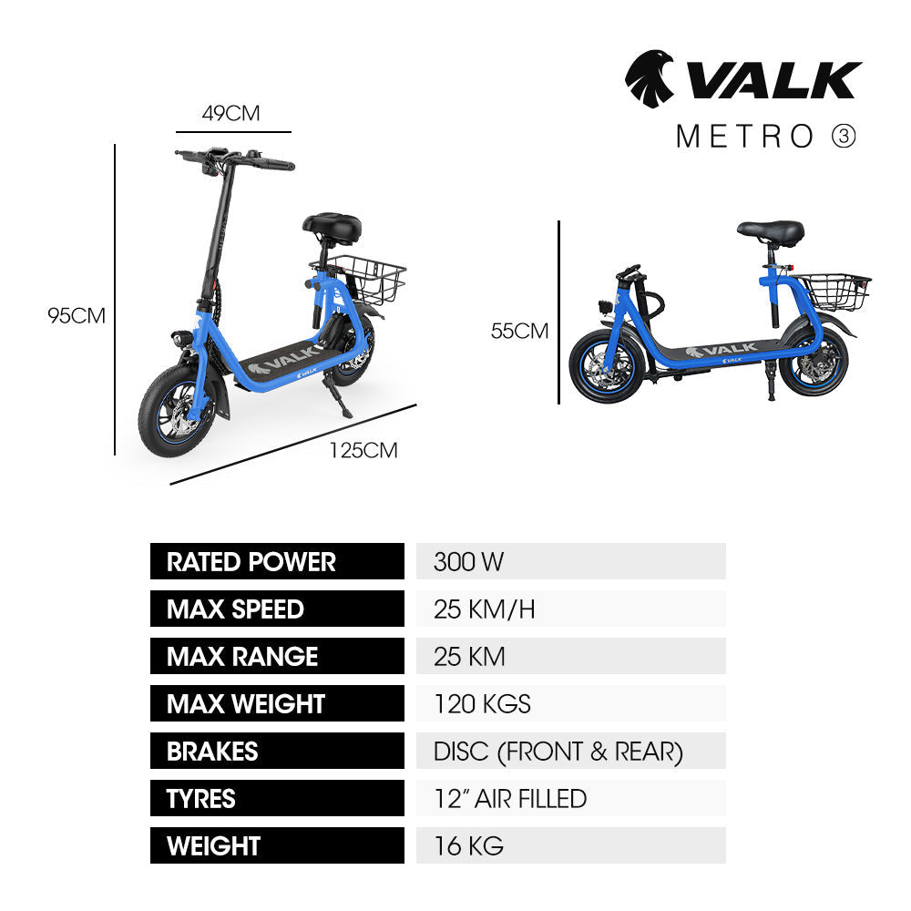 NNEDSZ VALK Electric Scooter with Seat, Disc brakes, 12" Tyres, Motorised eScooter for Adults Teens Commuter, Blue-1