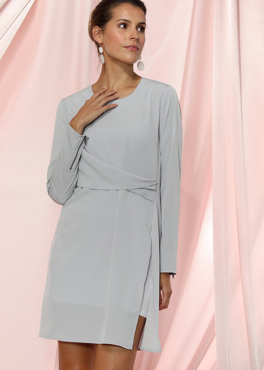 Women's Twist Front Dress In Dove Silver