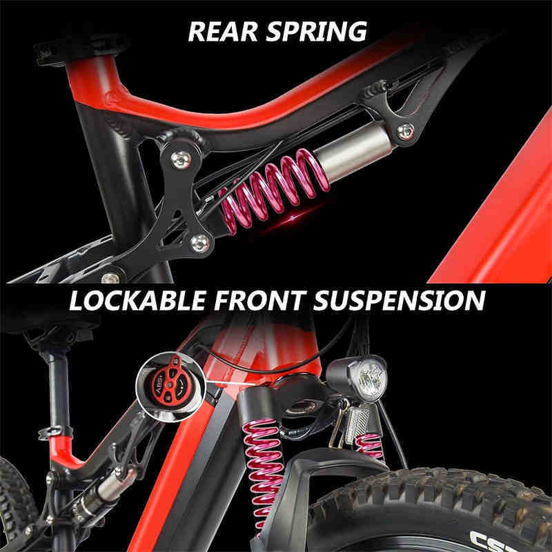 ⚡ Siroock™ Red 500W eMTB – 27.5" Electric Mountain Bike (48V, 7-Speed,