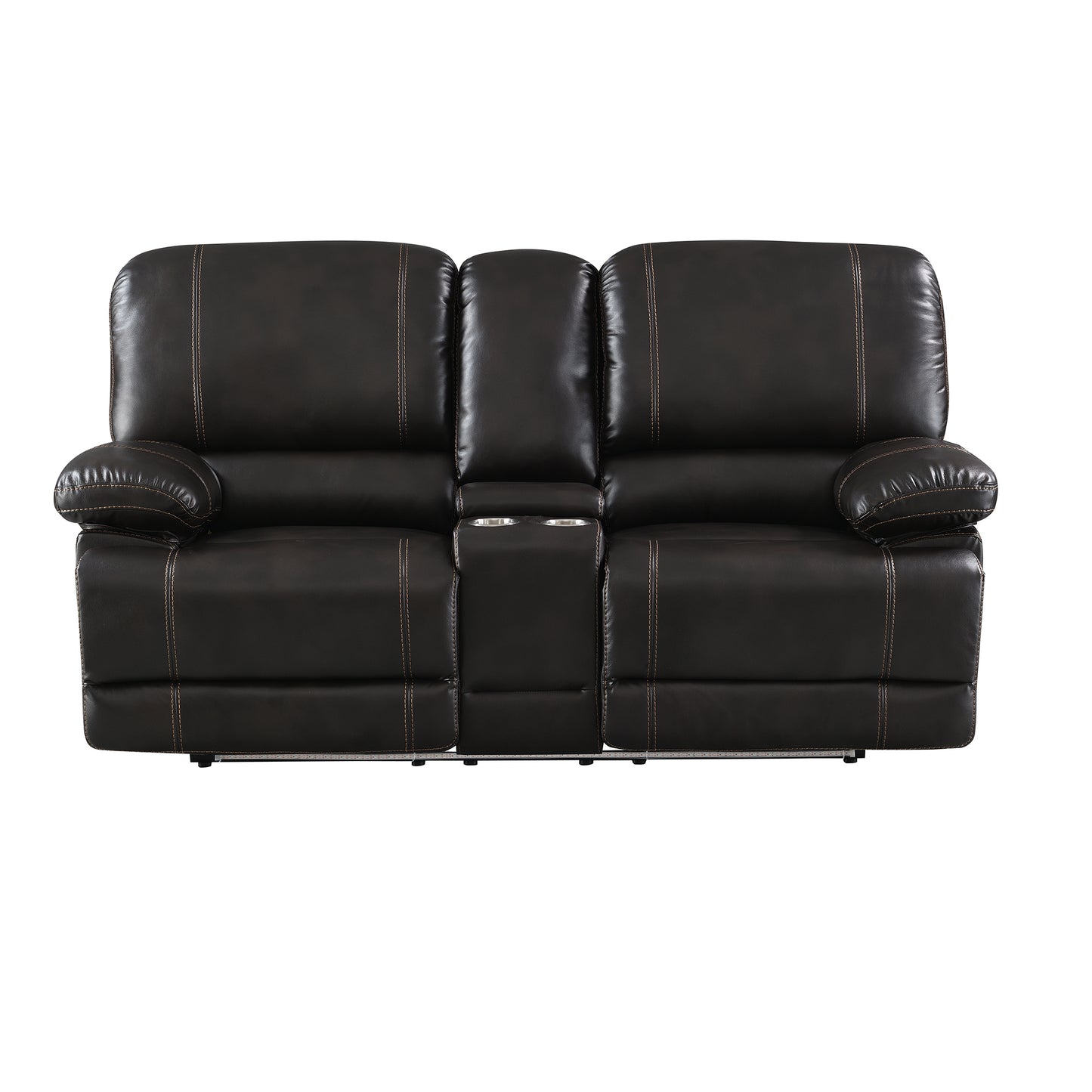 3 Pieces Recliner Chair Sofa Manual Reclining Home Seating Seats  Movie Theater Chairs with Reversible backrest, Cup Holders, Storage Box, Brown