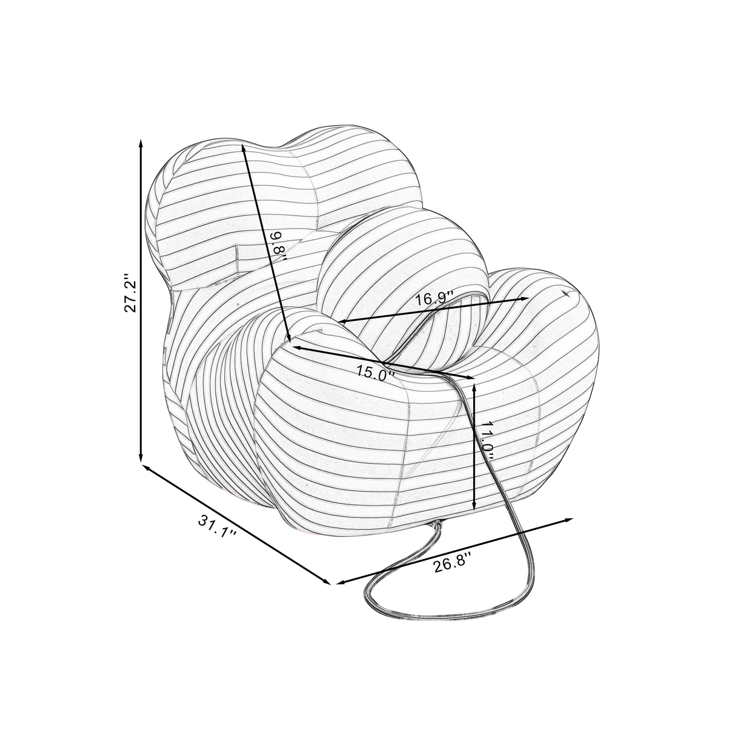 Barrel Chair with Ottoman, Mordern Comfy Stripe Chair for Living Room (3 Colors, 2 Size), Bule & Yellow Stripe and Small Size