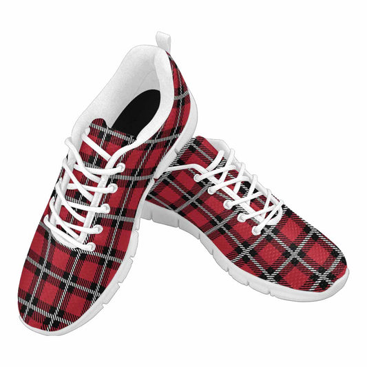 Sneakers For Men, Buffalo Plaid Red And White - Running Shoes Dg867