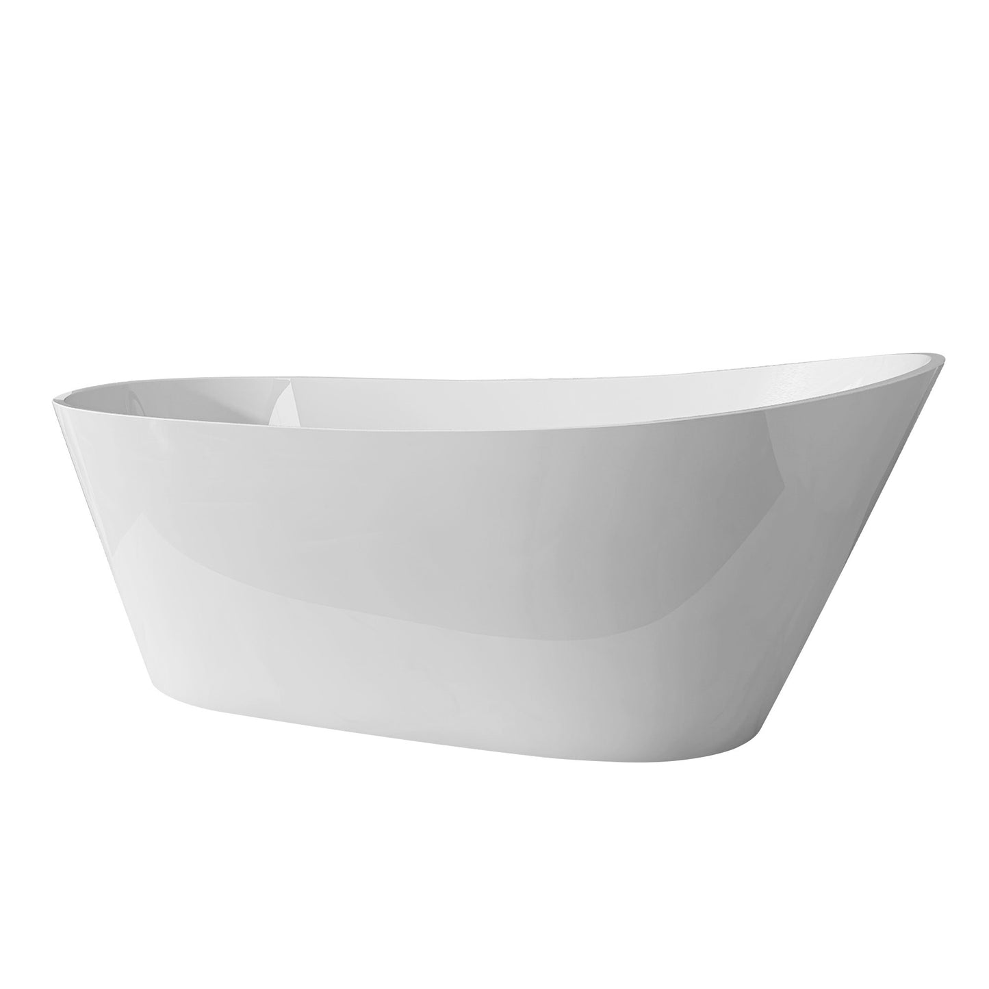 67" Acrylic Free Standing Tub - Classic Oval Shape Soaking Tub, Adjustable Freestanding Bathtub with Integrated Slotted Overflow and Chrome Pop-up Drain Anti-clogging Gloss White