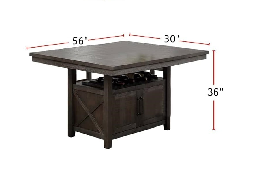 Dining Room Furniture Counter Height Dining Table w Butterfly Leaf Rustic Espresso Table w Storage Base 1pc Dining Table Only