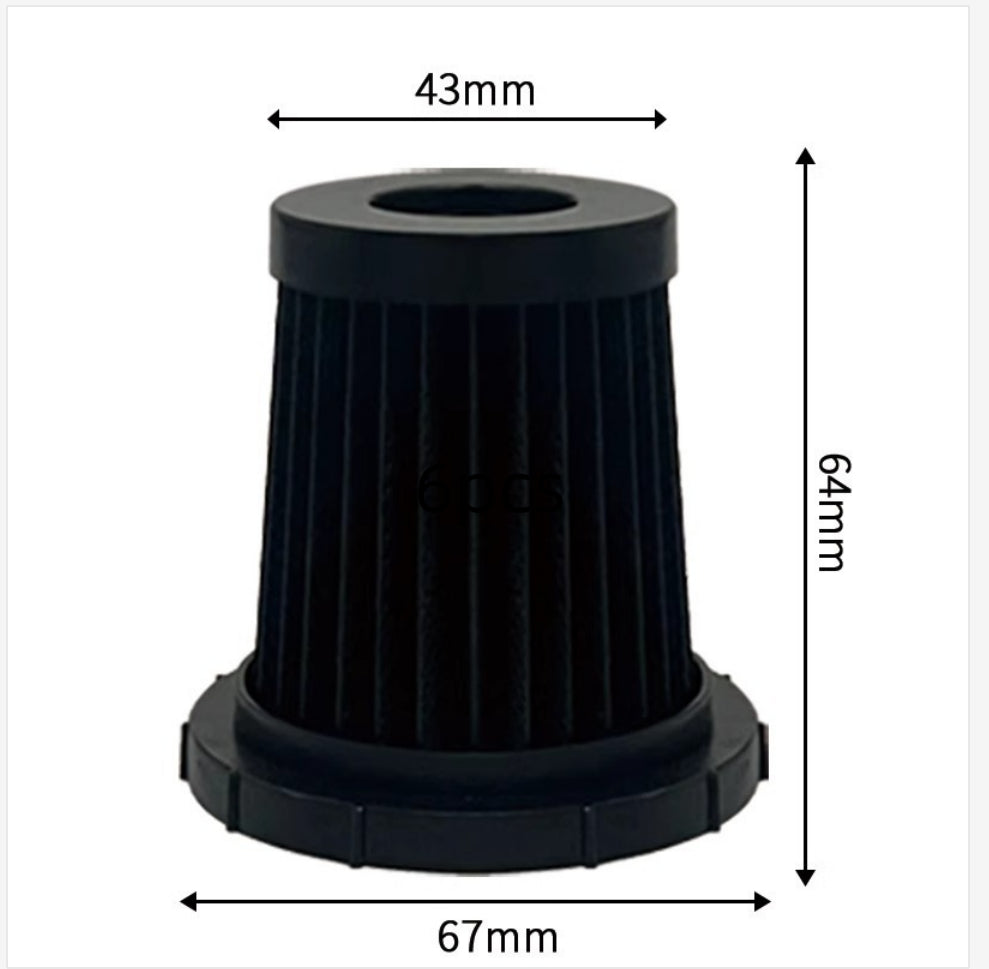 Black cylindrical object with dimensions labeled on a white background