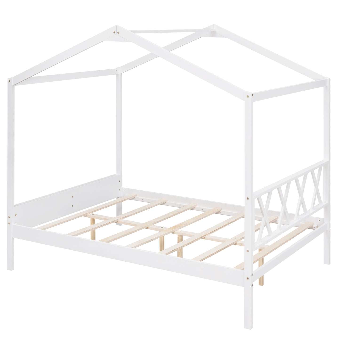 Full Size Wood House Bed with Storage Space, White (OLD SKU :LP000002AAK)