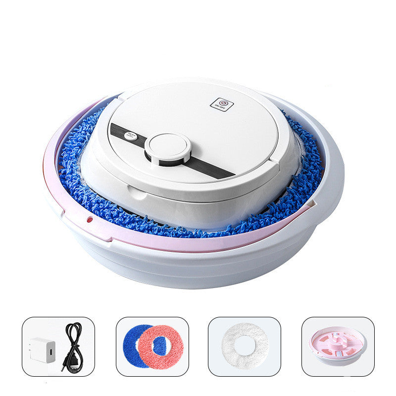 Robotic vacuum cleaner with attachments on a white background