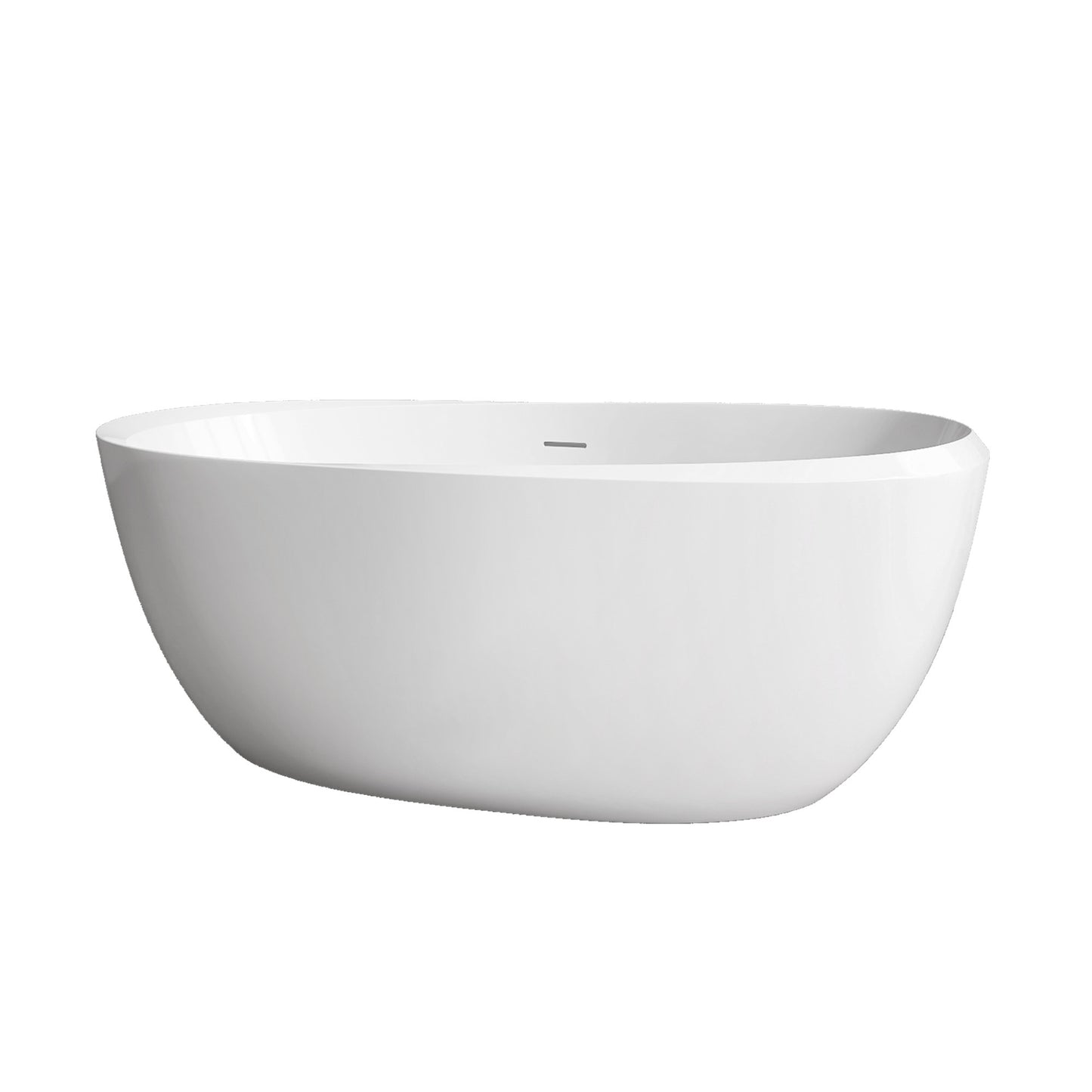 67" Acrylic Freestanding Bathtub Gloss White Modern Stand Alone Soaking Bathtub Adjustable with Integrated Slotted Overflow and Chrome Pop-up Drain Anti-clogging Easy to Install