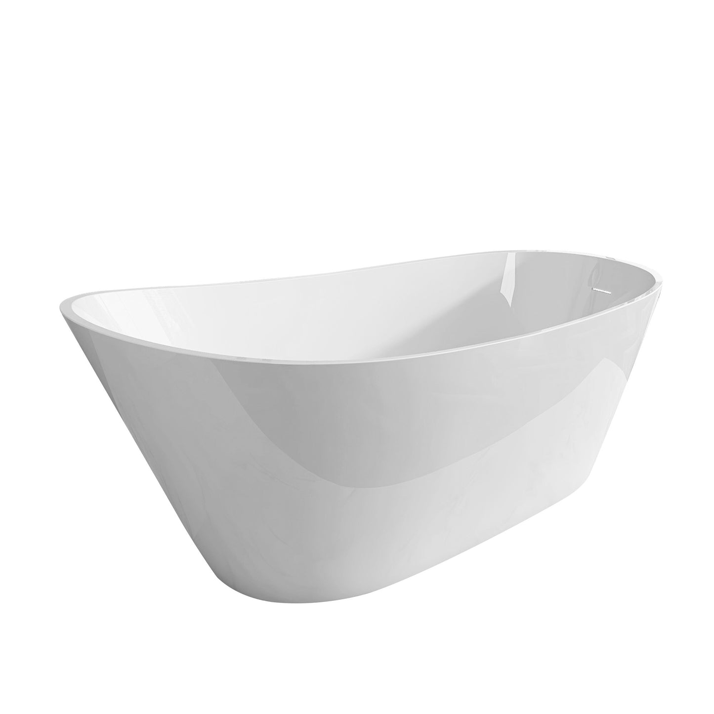 67" Acrylic Free Standing Tub - Classic Oval Shape Soaking Tub, Adjustable Freestanding Bathtub with Integrated Slotted Overflow and Chrome Pop-up Drain Anti-clogging Gloss White