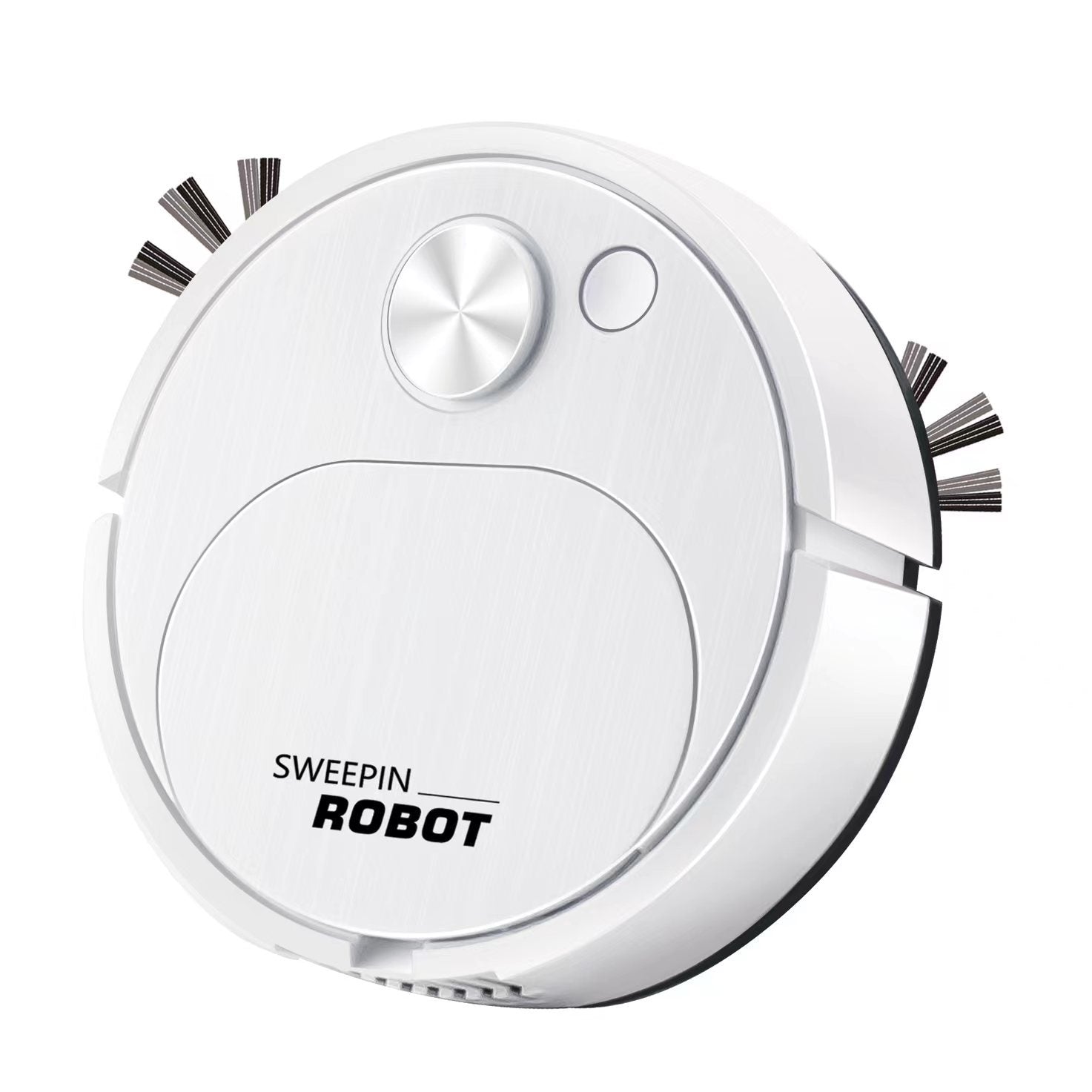White robot vacuum cleaner with 'Sweepin Robot' branding on a white background