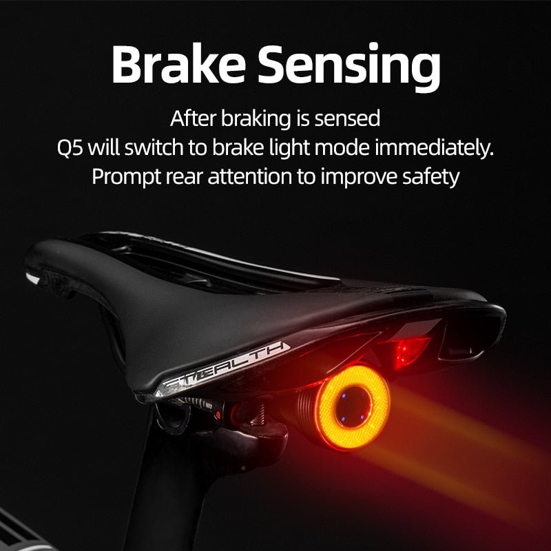 Bicycle Smart Auto Brake Sensing Light IPx6 Waterproof LED Charging Cycling Taillight Bike Rear Light Accessories Q5-2